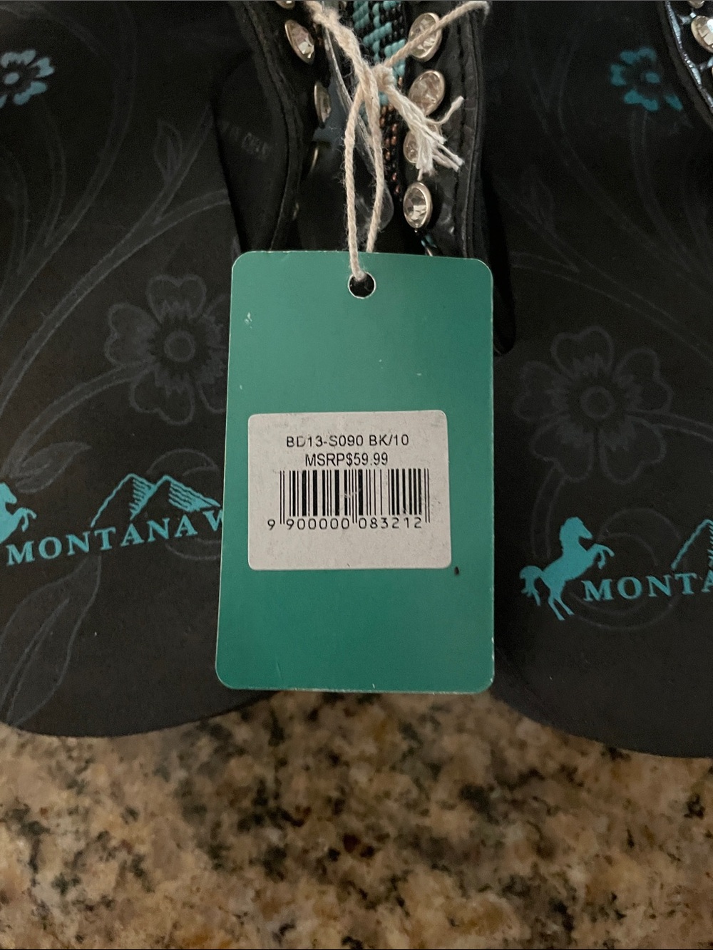 Montana West Black & Turquoise Beaded Western Thong Sandals - Picture 5 of 6
